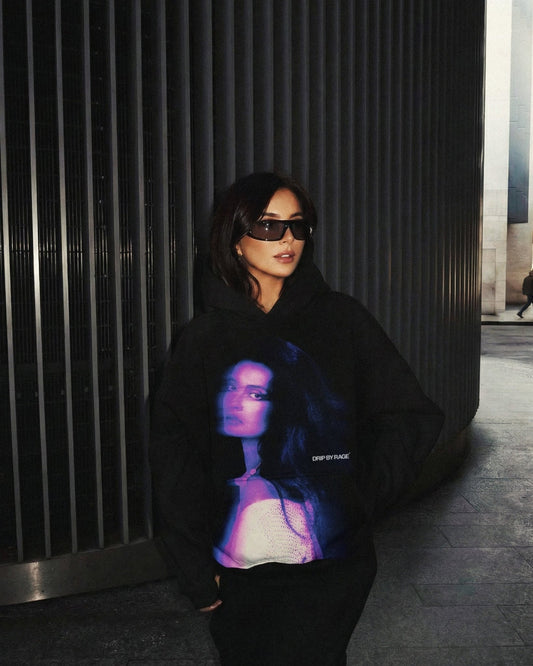 REKHA BIG PRINT SUN FADED BOXY HOODIE - Drip by Rage
