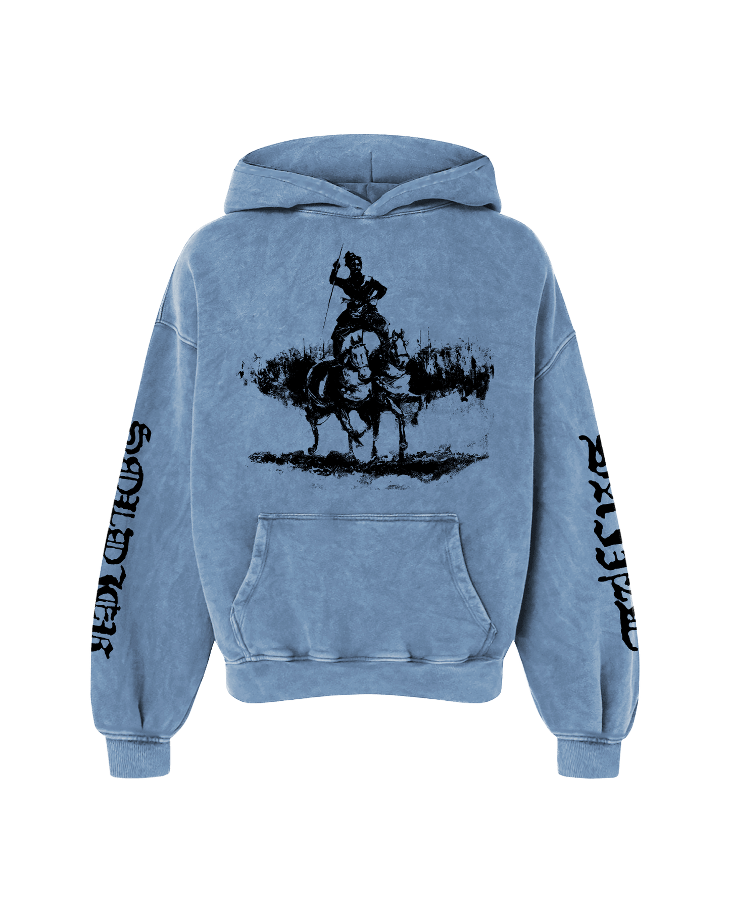 SAINT WARRIOR OVERSIZED WASHED HOODIE BLUE - Drip by Rage