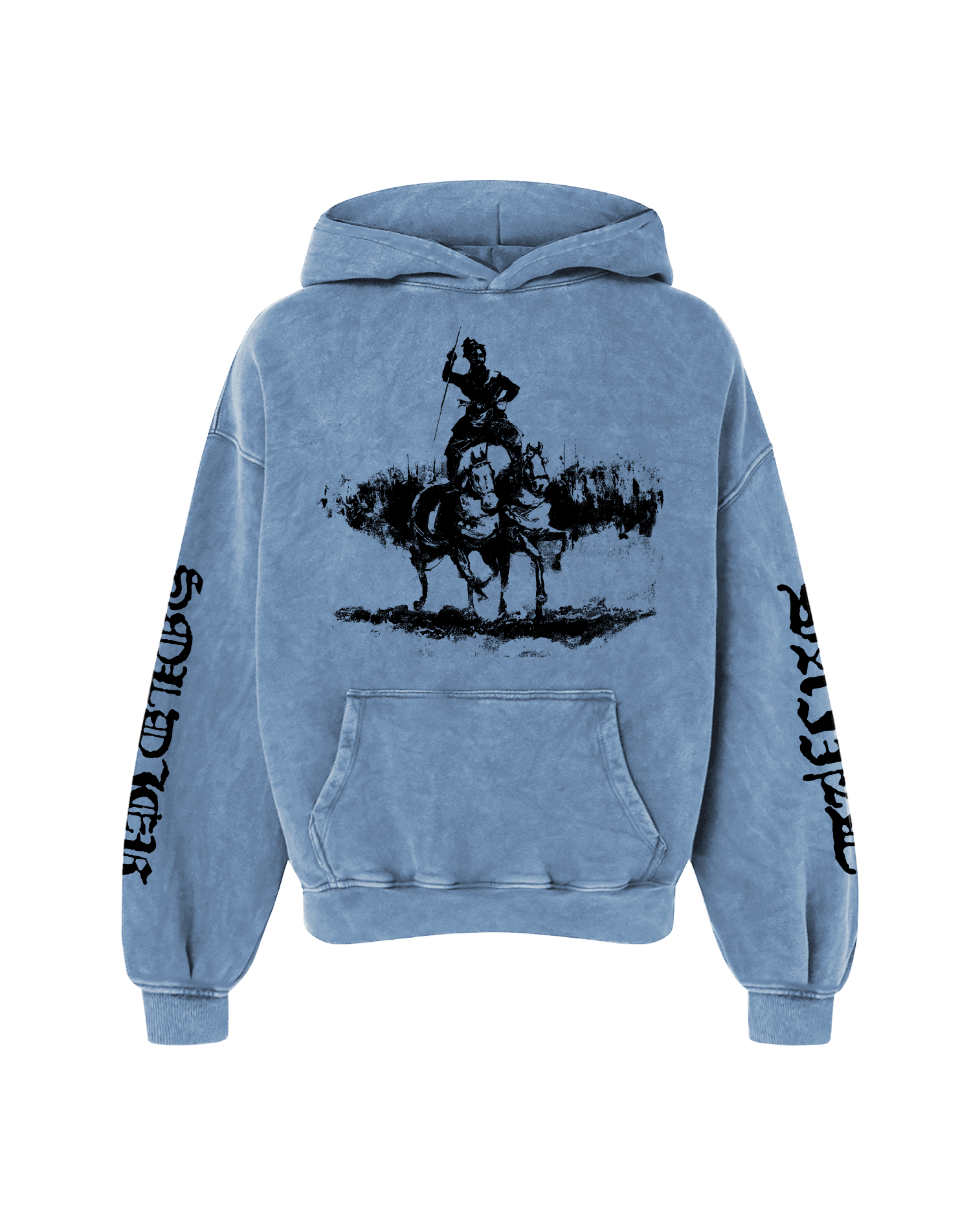 SAINT WARRIOR OVERSIZED WASHED HOODIE BLUE - Drip by Rage