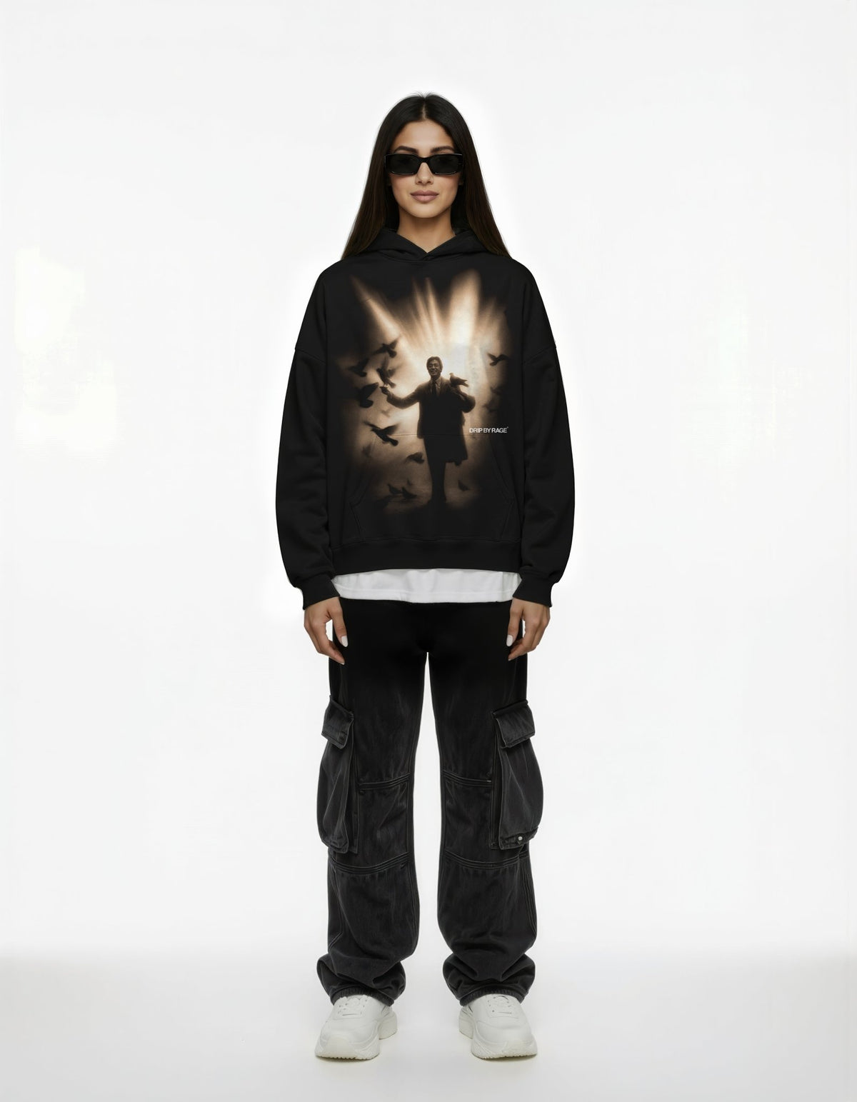 SHIV BIRDS BOXY BIG PRINT HOODIE - Drip by Rage