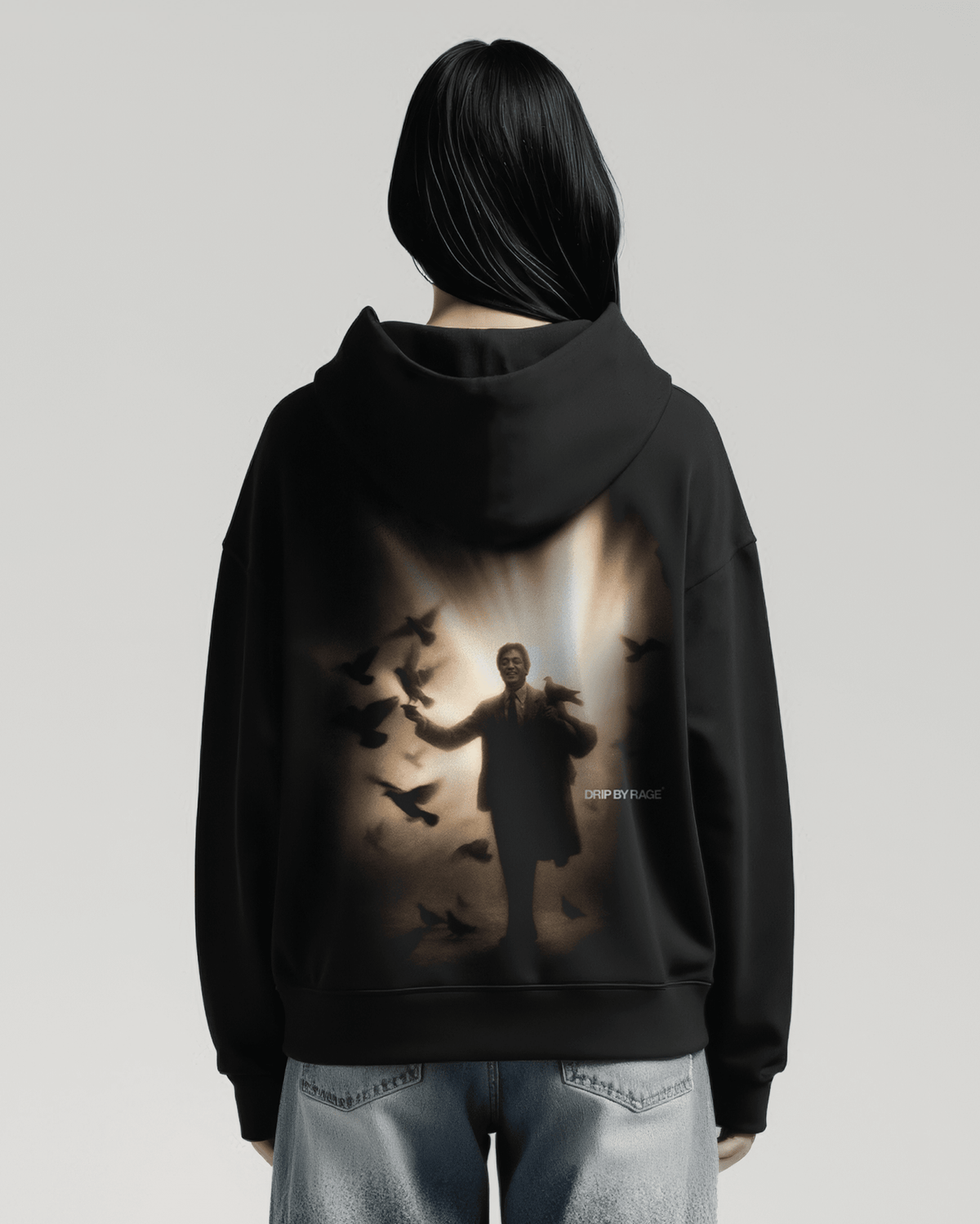SHIV BIRDS SUN FADED BOXY HOODIE - Drip by Rage