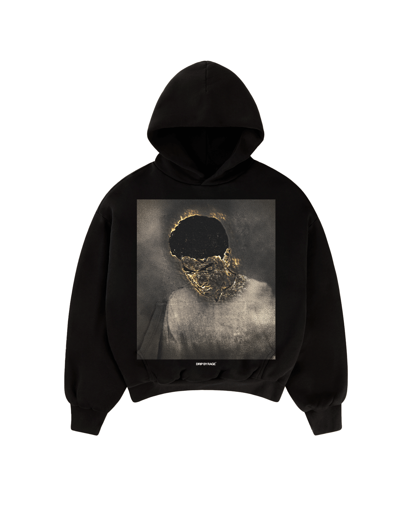 SHIV GOLD BIG PRINT SUN FADED BOXY HOODIE - Drip by Rage