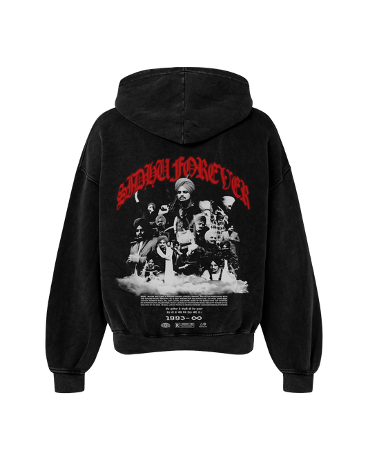 SIDHU FOREVER OVERSIZED FADED HOODIE BLACK - Drip by Rage