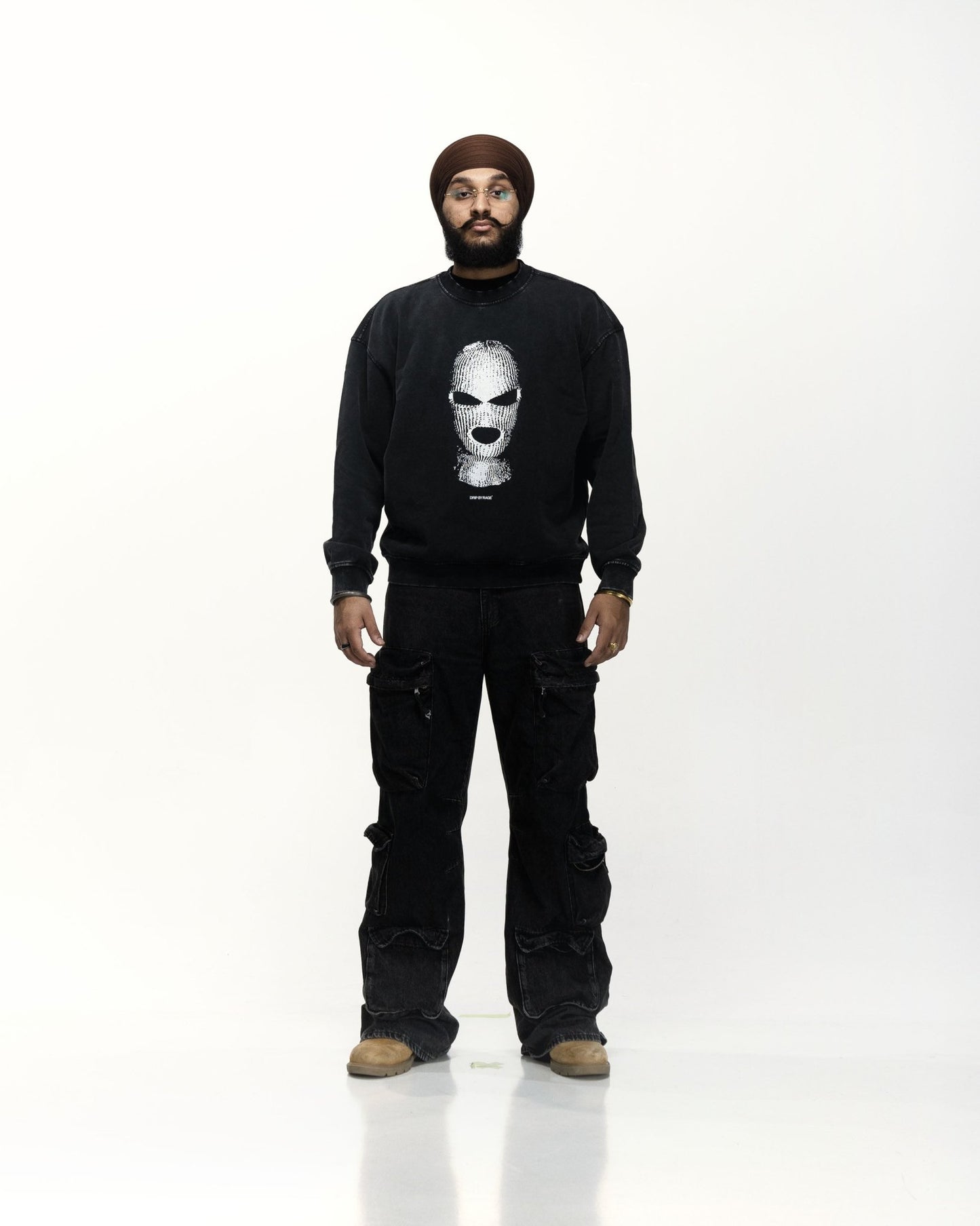 SKI MASK OVERSIZED FADED SWEATSHIRT - Drip by Rage