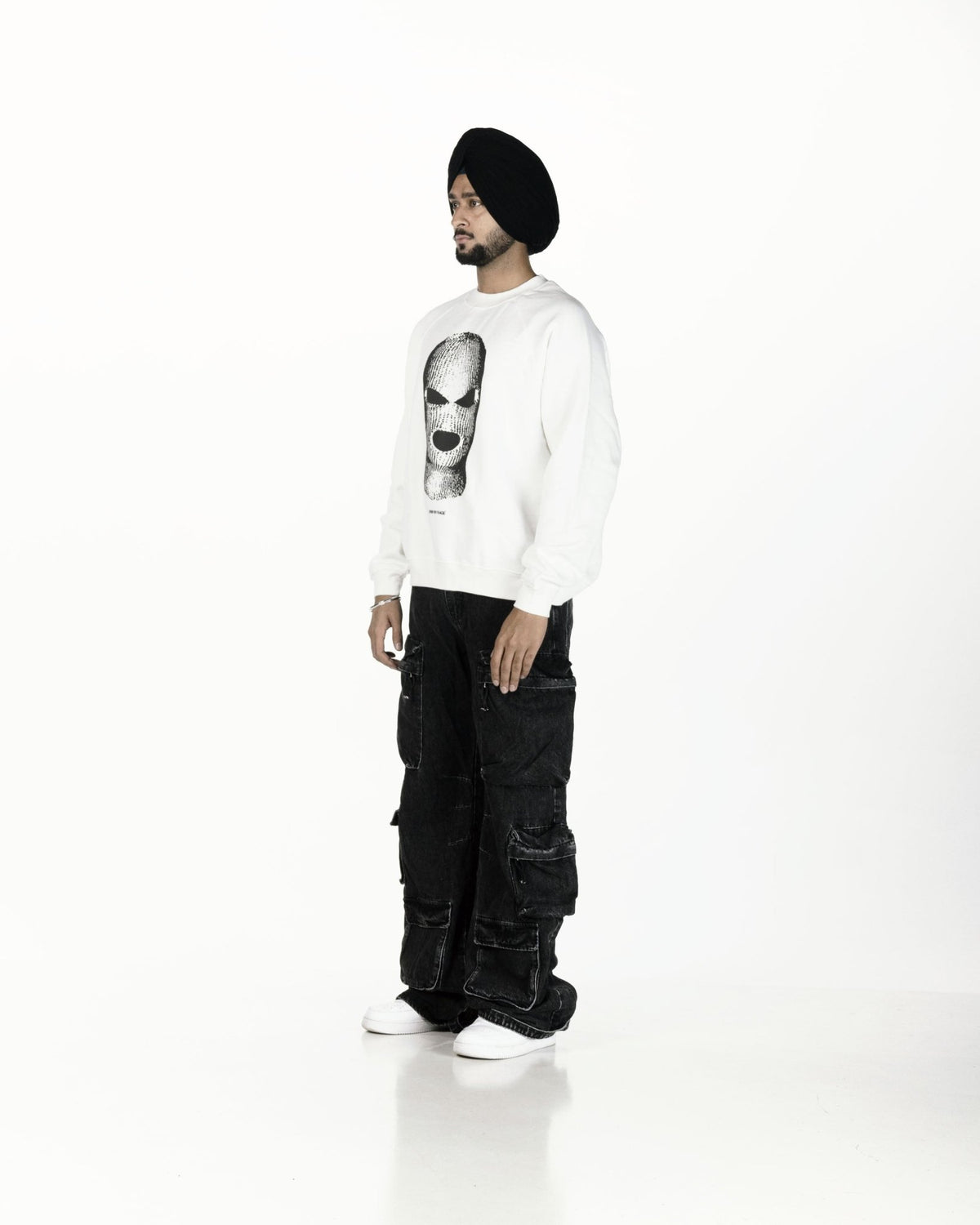 SKI MASK OVERSIZED SWEATSHIRT WHITE - Drip by Rage