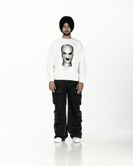 SKI MASK OVERSIZED SWEATSHIRT WHITE - Drip by Rage
