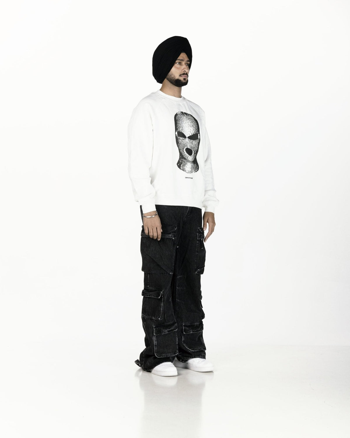 SKI MASK OVERSIZED SWEATSHIRT WHITE - Drip by Rage