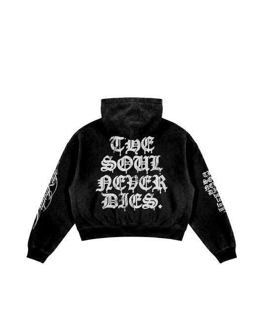 SOUL NEVER DIES BOXY HOODIE - Drip by Rage
