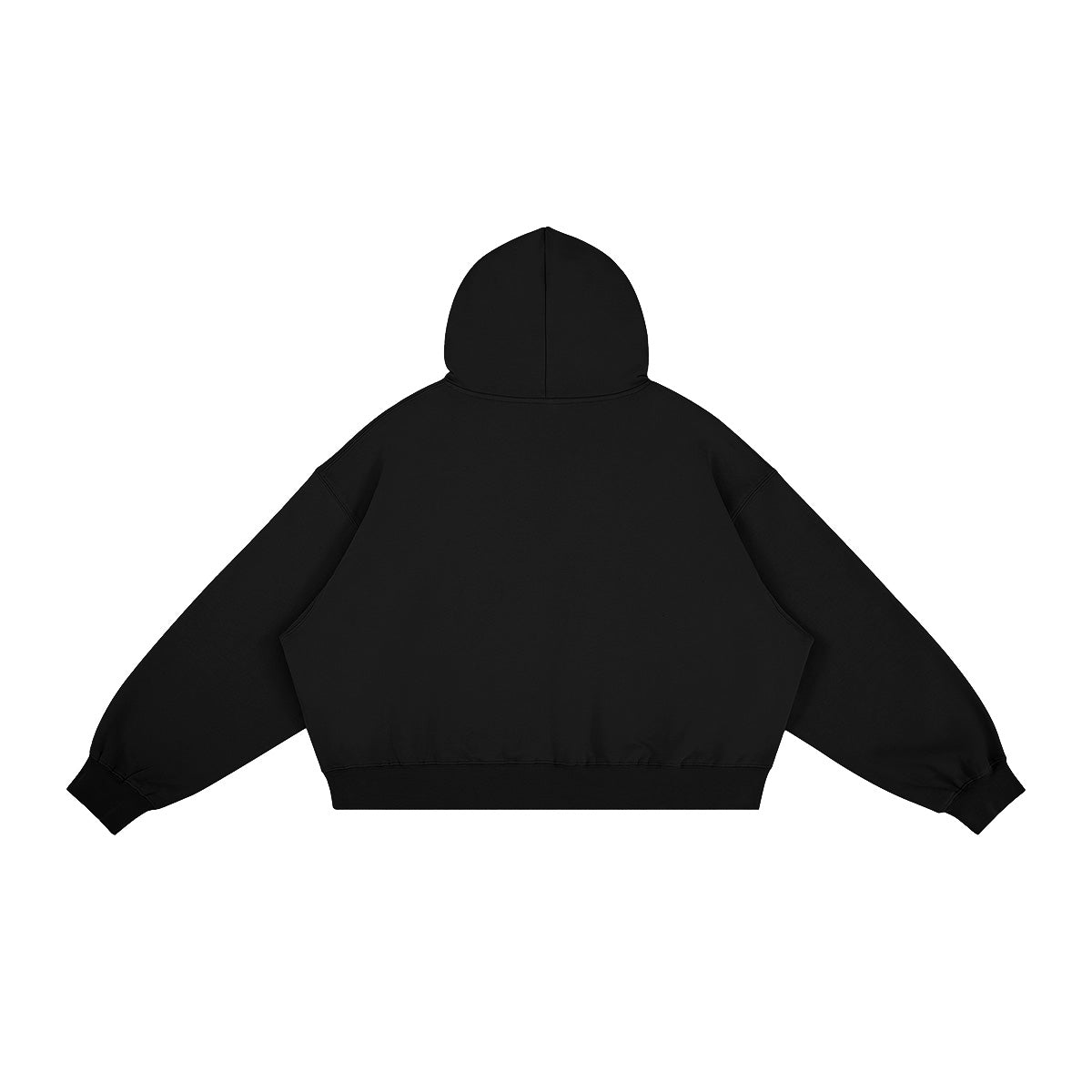 SWEAT À CAPUCHE NOIR COUPE CARRÉE EN POLAIRE