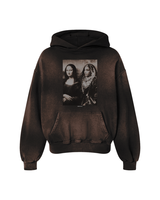 MAHARANI X MONA LISA OVERSIZED PREMIUM FADED HOODIE BURGUNDY