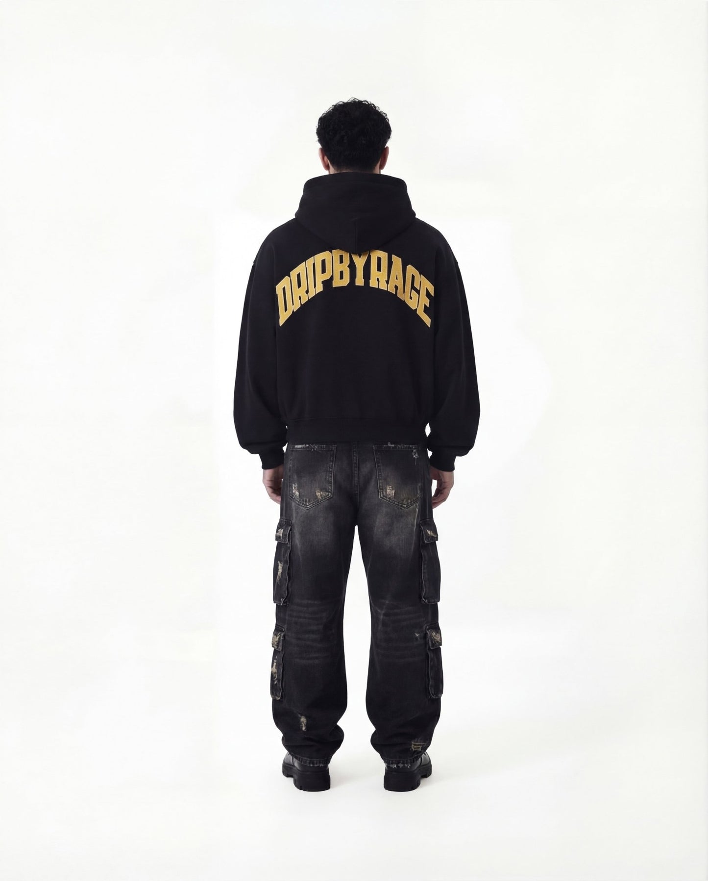 VARSITY BIG PRINT BOXY FLEECE HOODIE - Drip by Rage