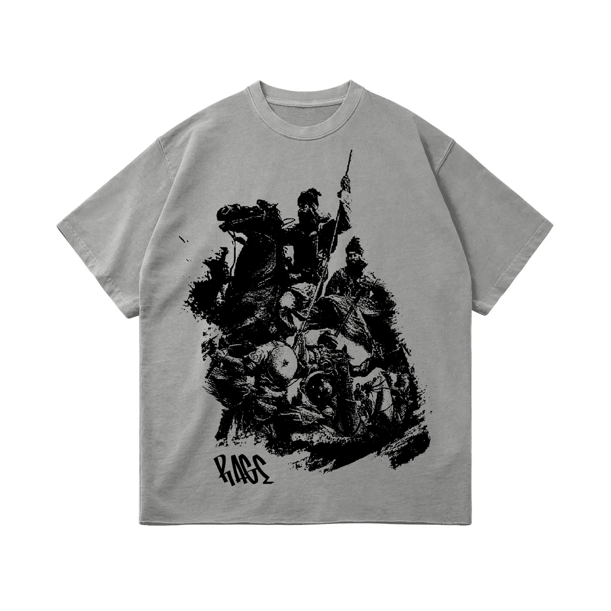 WAR RAGE OVERSIZED FADED T-SHIRT GREY - Drip by Rage