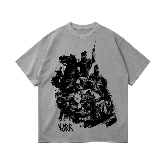 WAR RAGE OVERSIZED FADED T-SHIRT GREY - Drip by Rage