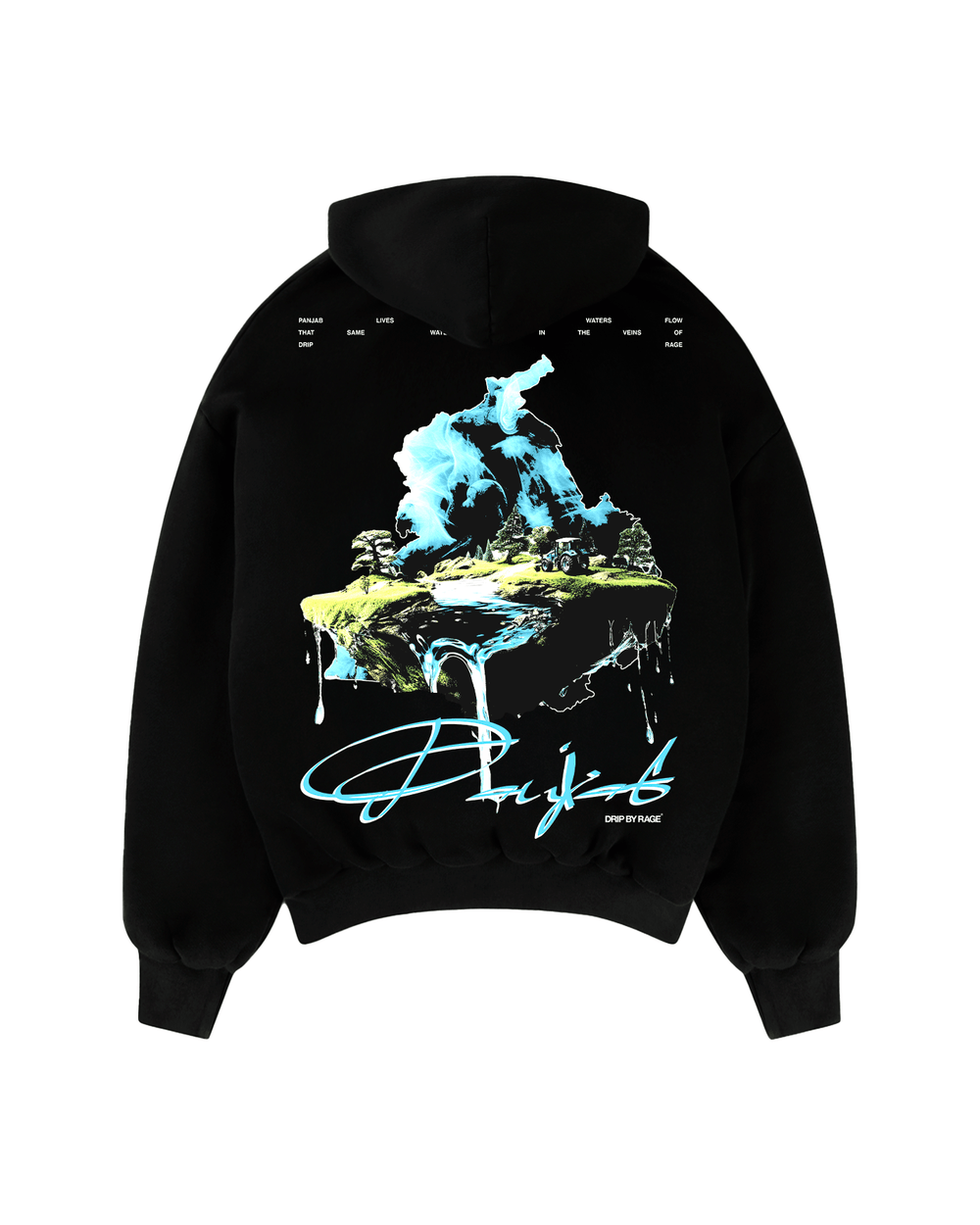 WATER OF PANJAB SUN FADED BOXY HOODIE - Drip by Rage