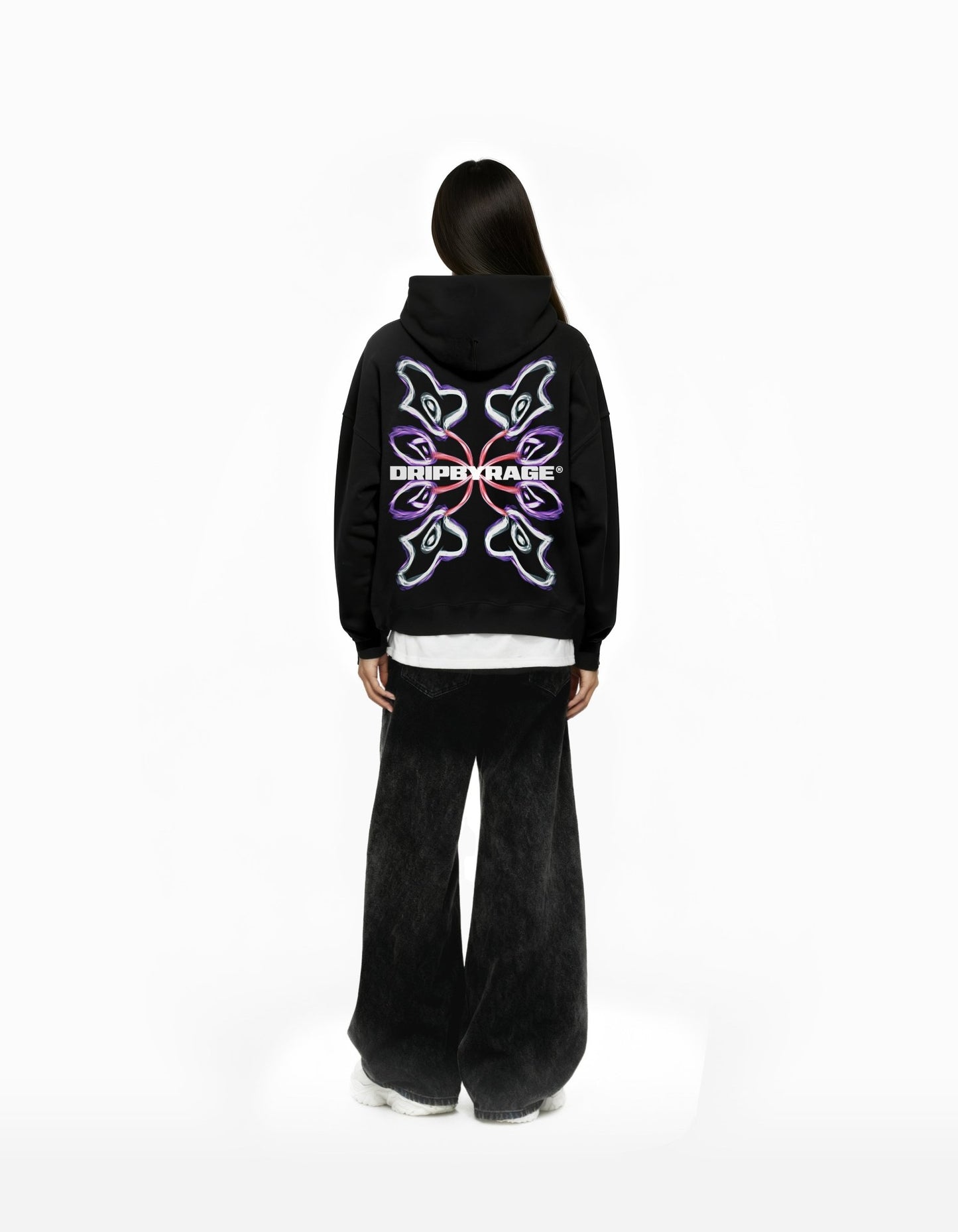 WINGS SUN FADED BOXY HOODIE - Drip by Rage