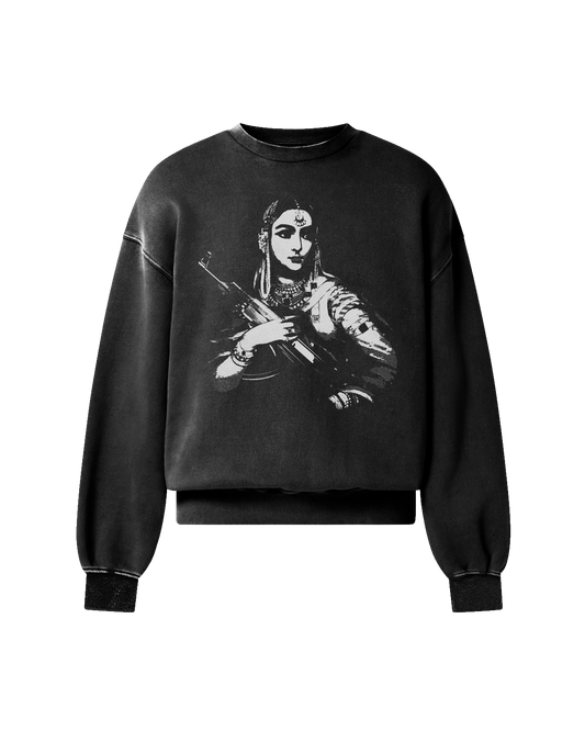 GANGSTER QUEEN OVERSIZED FADED SWEATSHIRT