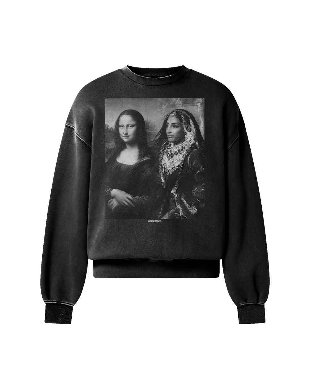 MAHARANI X MONA LISA OVERSIZED FADED SWEATSHIRT BLACK