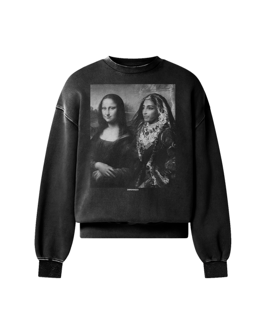 MAHARANI X MONA LISA OVERSIZED FADED SWEATSHIRT BLACK