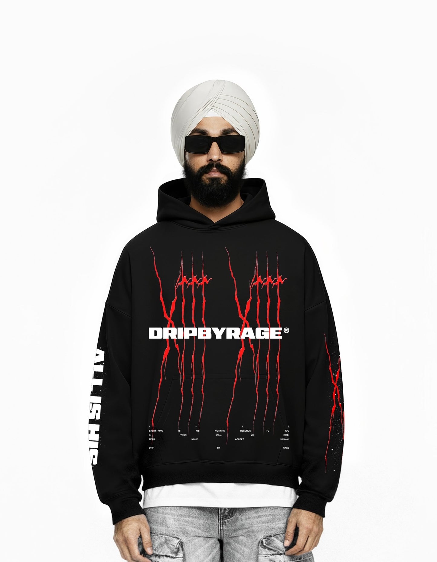 1313: ALL IS HIS SUN FADED BOXY HOODIE - Drip by Rage