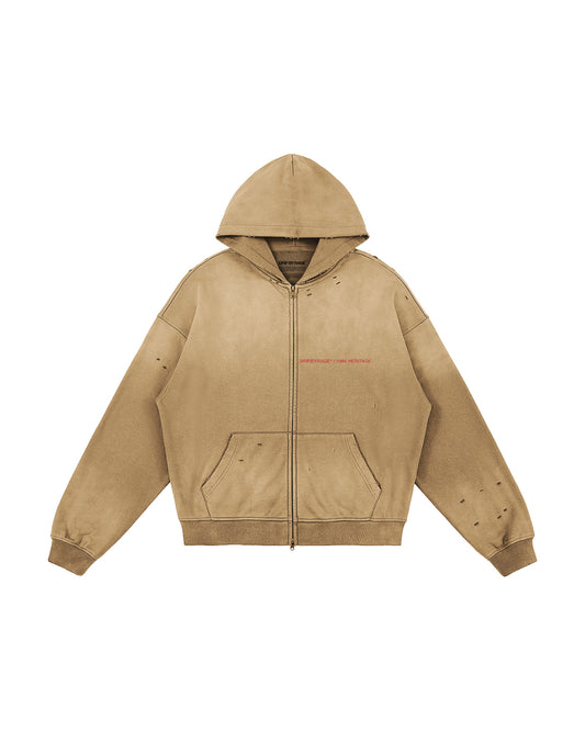 HERITAGE DISTRESSED SUN FADED ZIP UP HOODIE