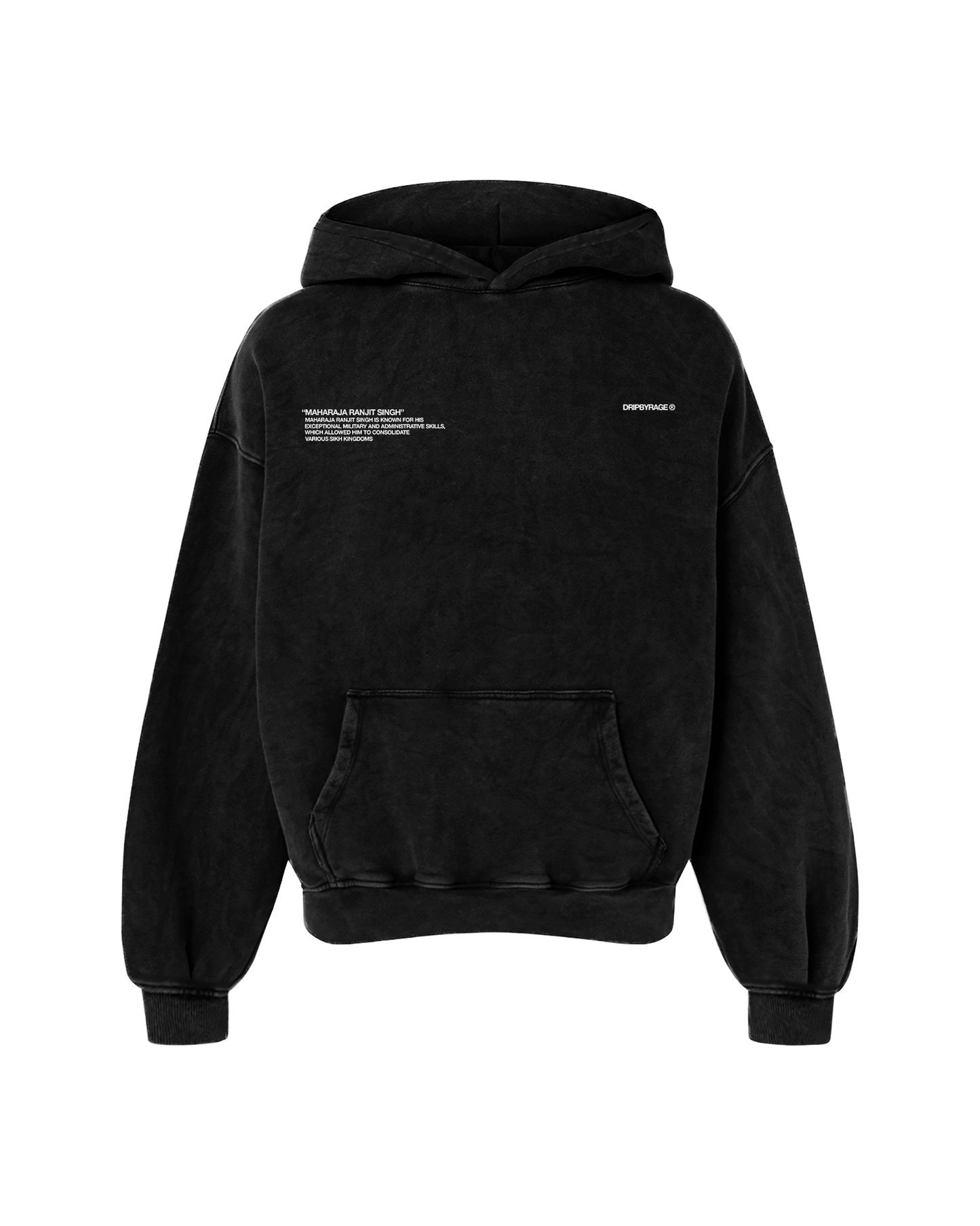 MAHARAJA RANJIT SINGH OVERSIZED FADED HOODIE BLACK