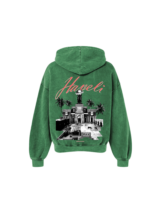 HAVELI OVERSIZED GREEN WASHED HOODIE