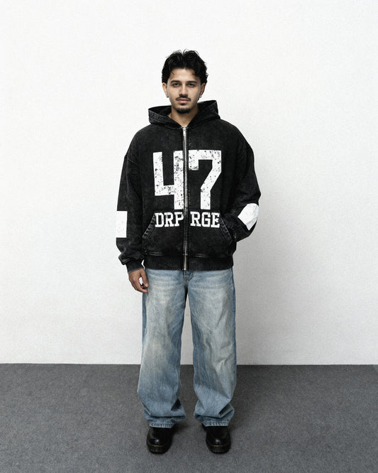 47 DRPRAGE FADED ZIP UP HOODIE