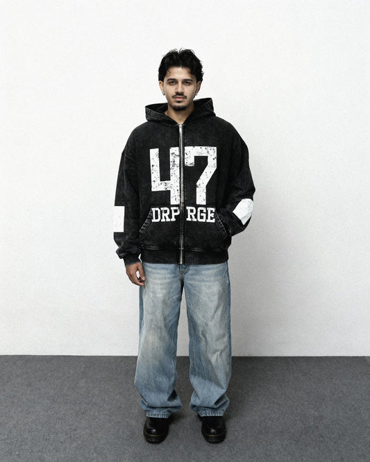 47 DRPRAGE FADED ZIP UP HOODIE - Drip by Rage
