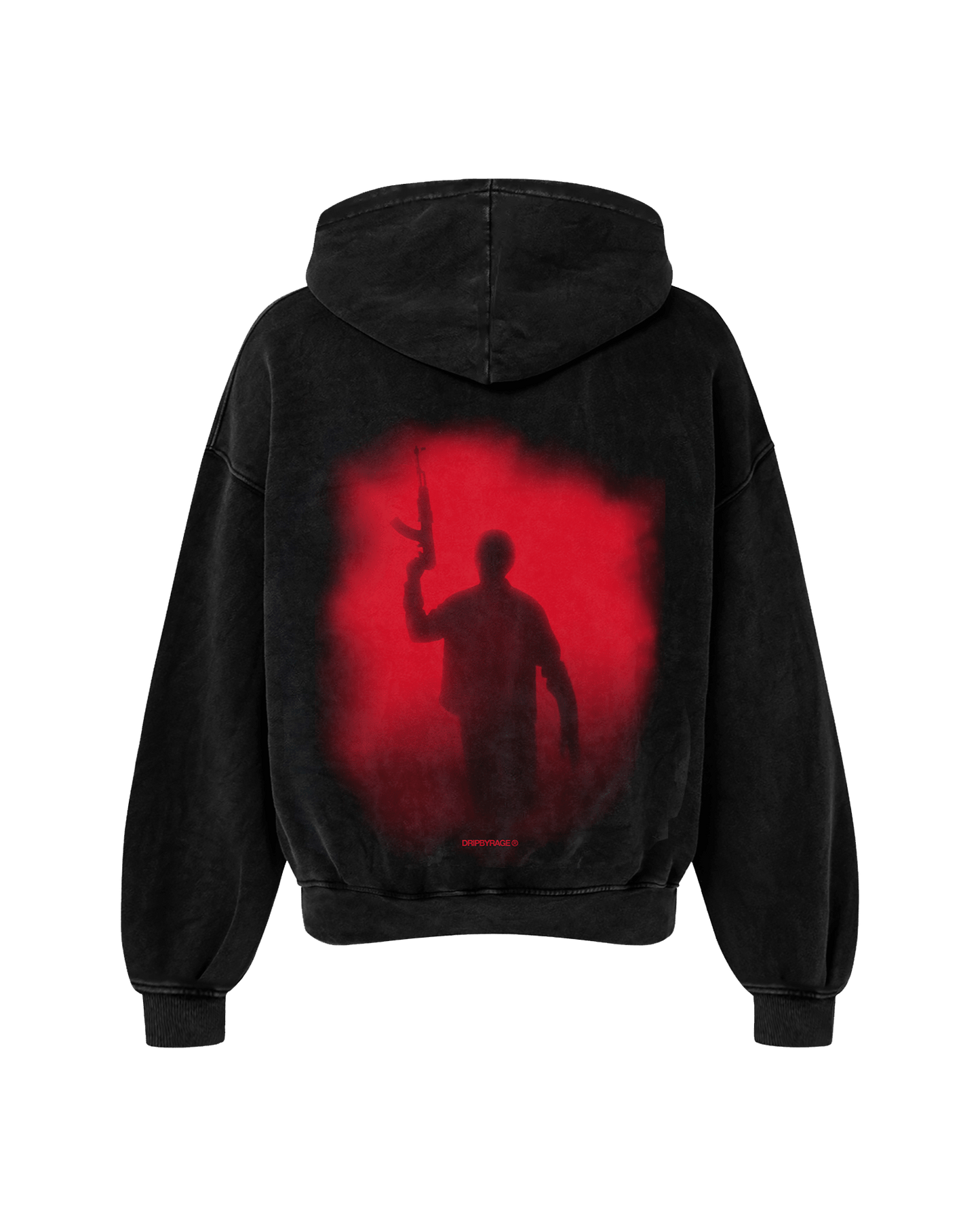 47 RED EDITION OVERSIZED FADED HOODIE BLACK - Drip by Rage