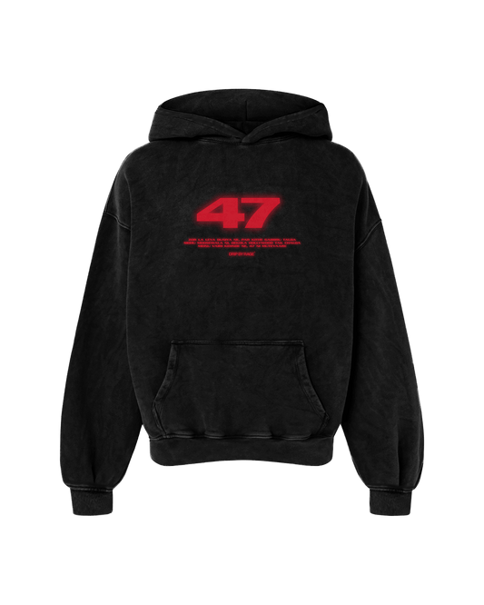 47 RED EDITION OVERSIZED FADED HOODIE BLACK - Drip by Rage