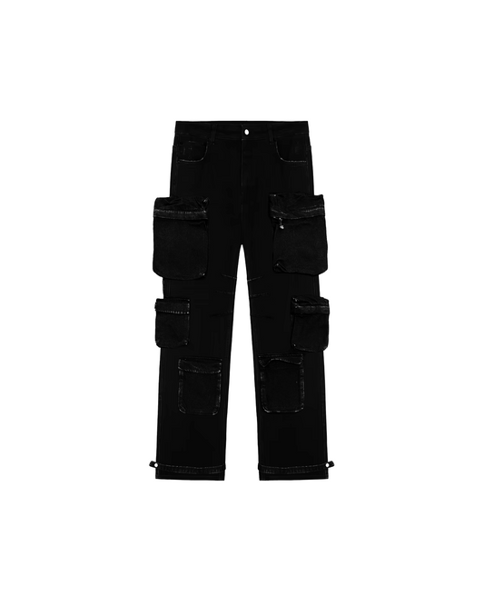 WASHED BLACK CARGO DENIM