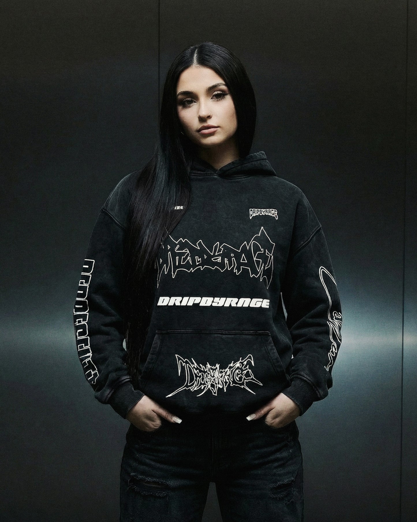 RAGE RACING OVERSIZED FADED HOODIE