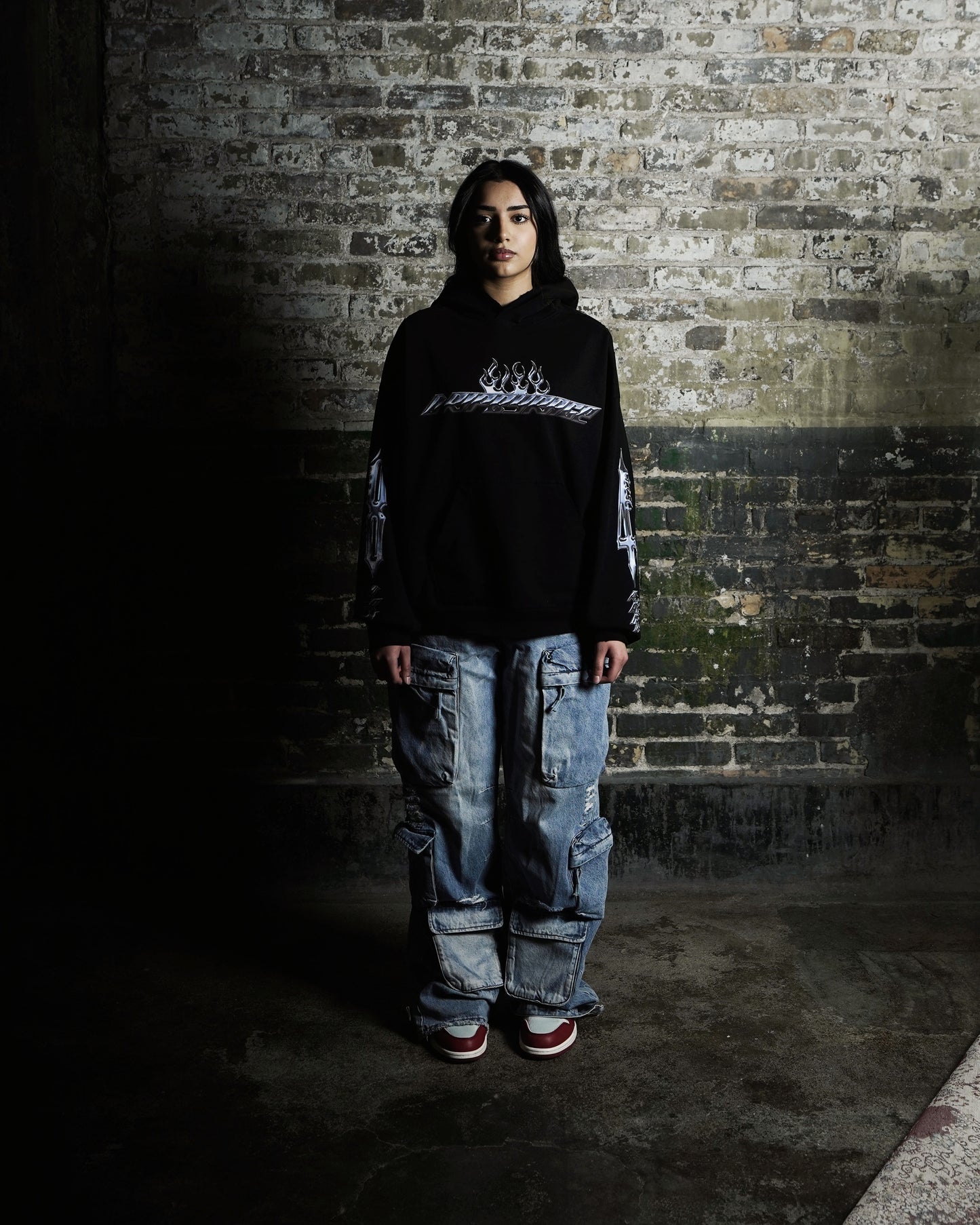 SWEAT À CAPUCHE CHROME OF 84 DRIP BOXY DÉCHIRÉ