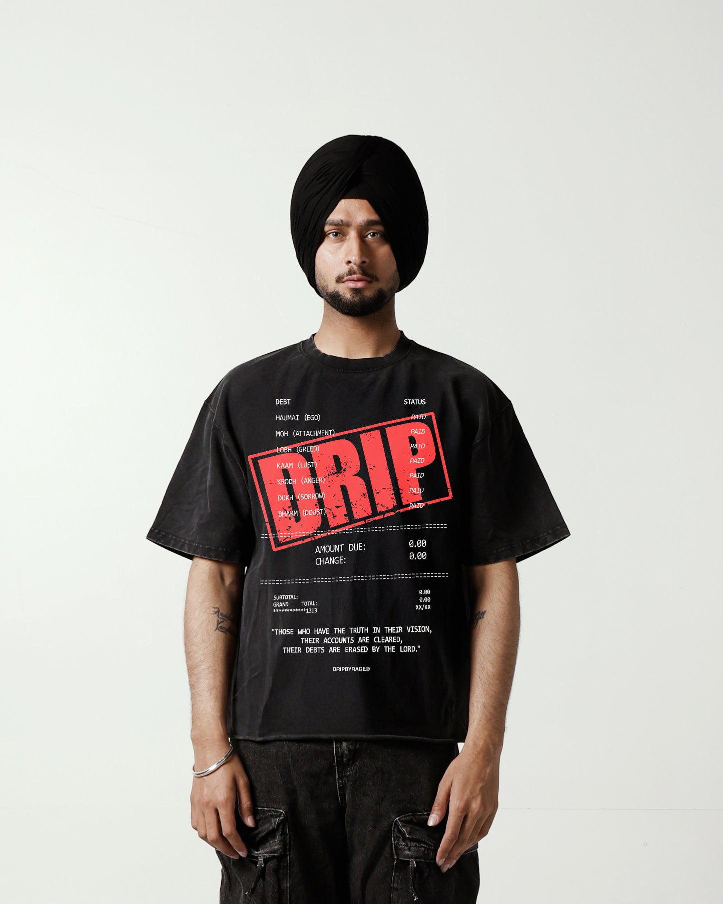 T-shirt surdimensionné délavé « Dettes »