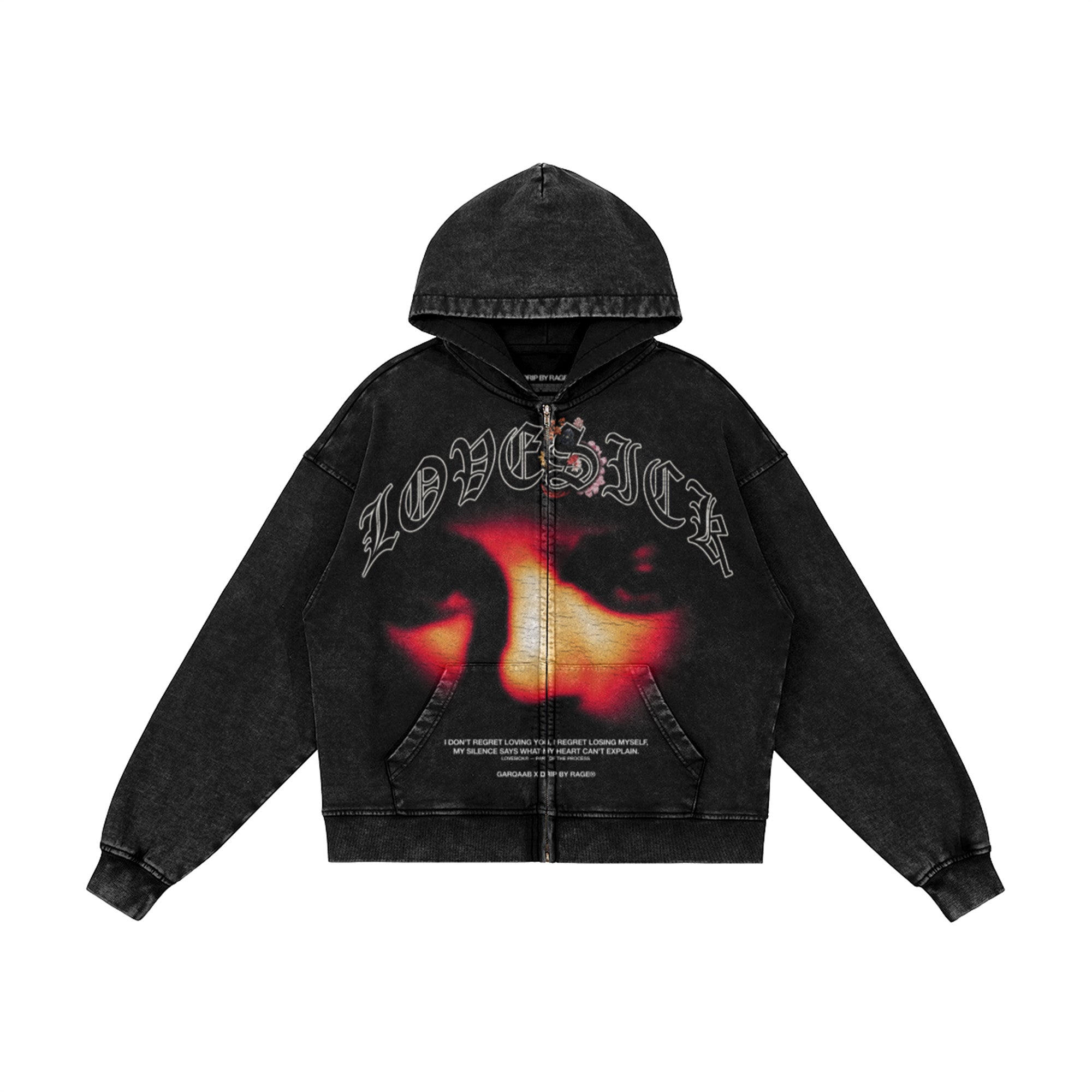 LOVESICK ZIP-UP FADED HOODIE – Drip by Rage