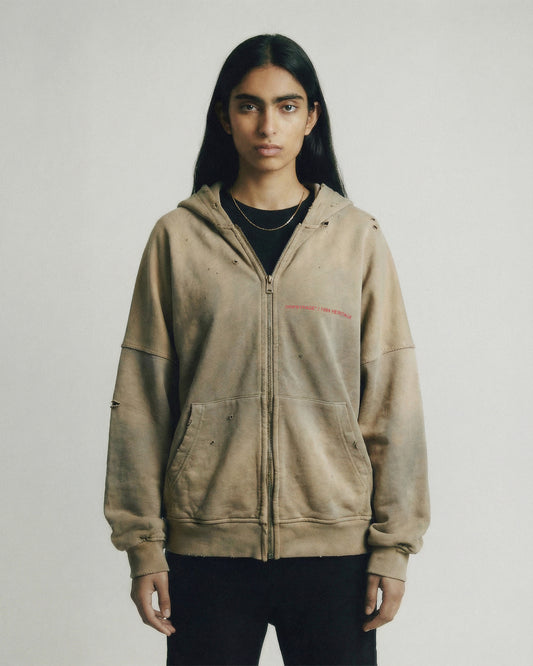 HERITAGE DISTRESSED SUN FADED ZIP UP HOODIE