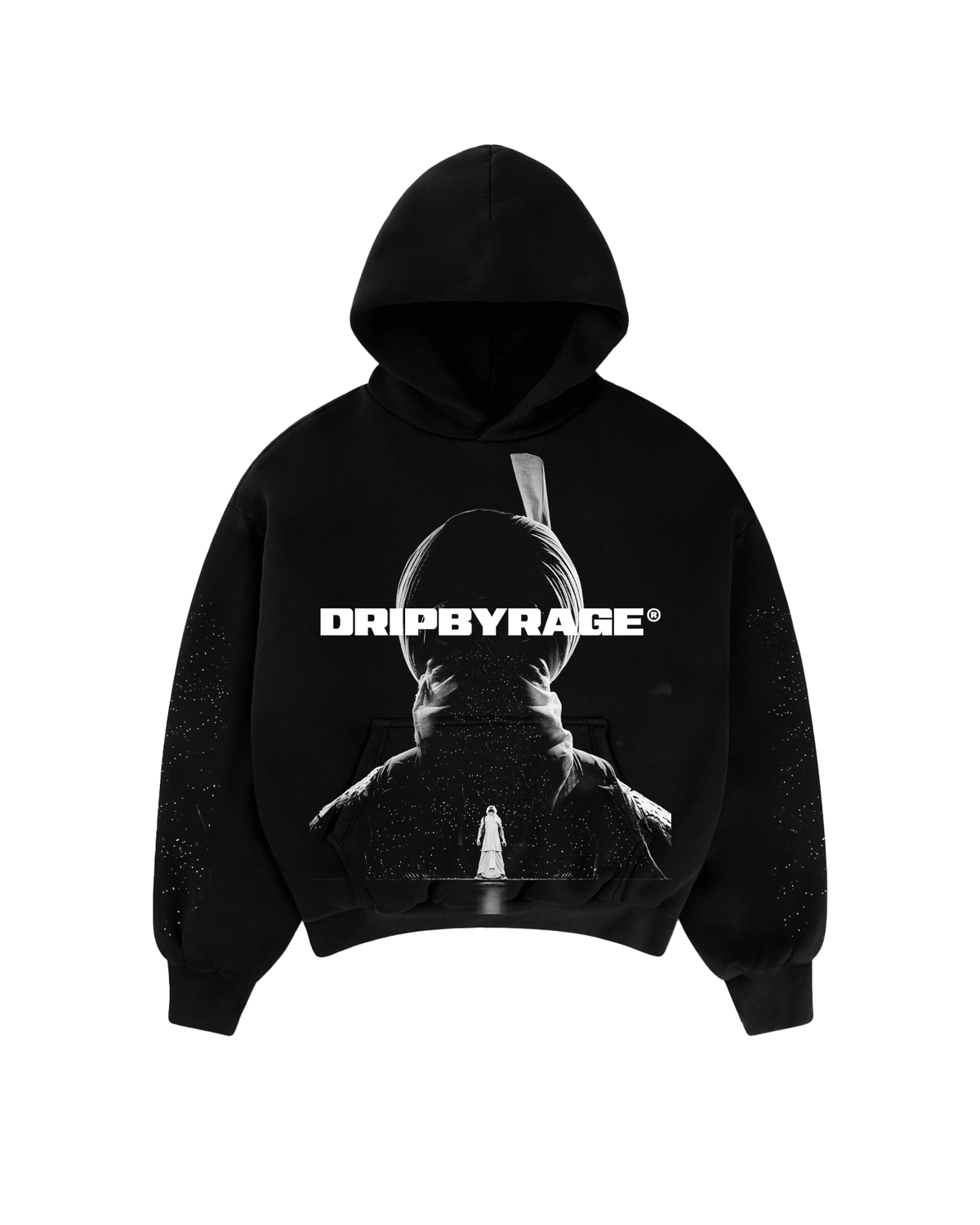 AURA STAR BIG PRINT SUN FADED BOXY HOODIE - Drip by Rage