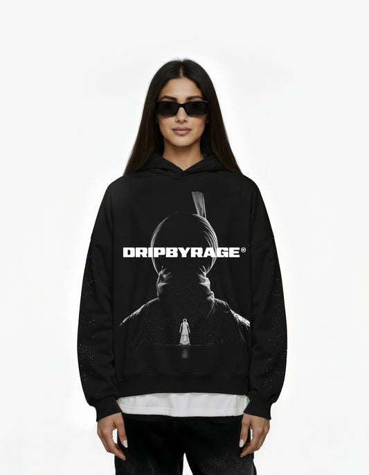 AURA STAR BIG PRINT SUN FADED BOXY HOODIE - Drip by Rage