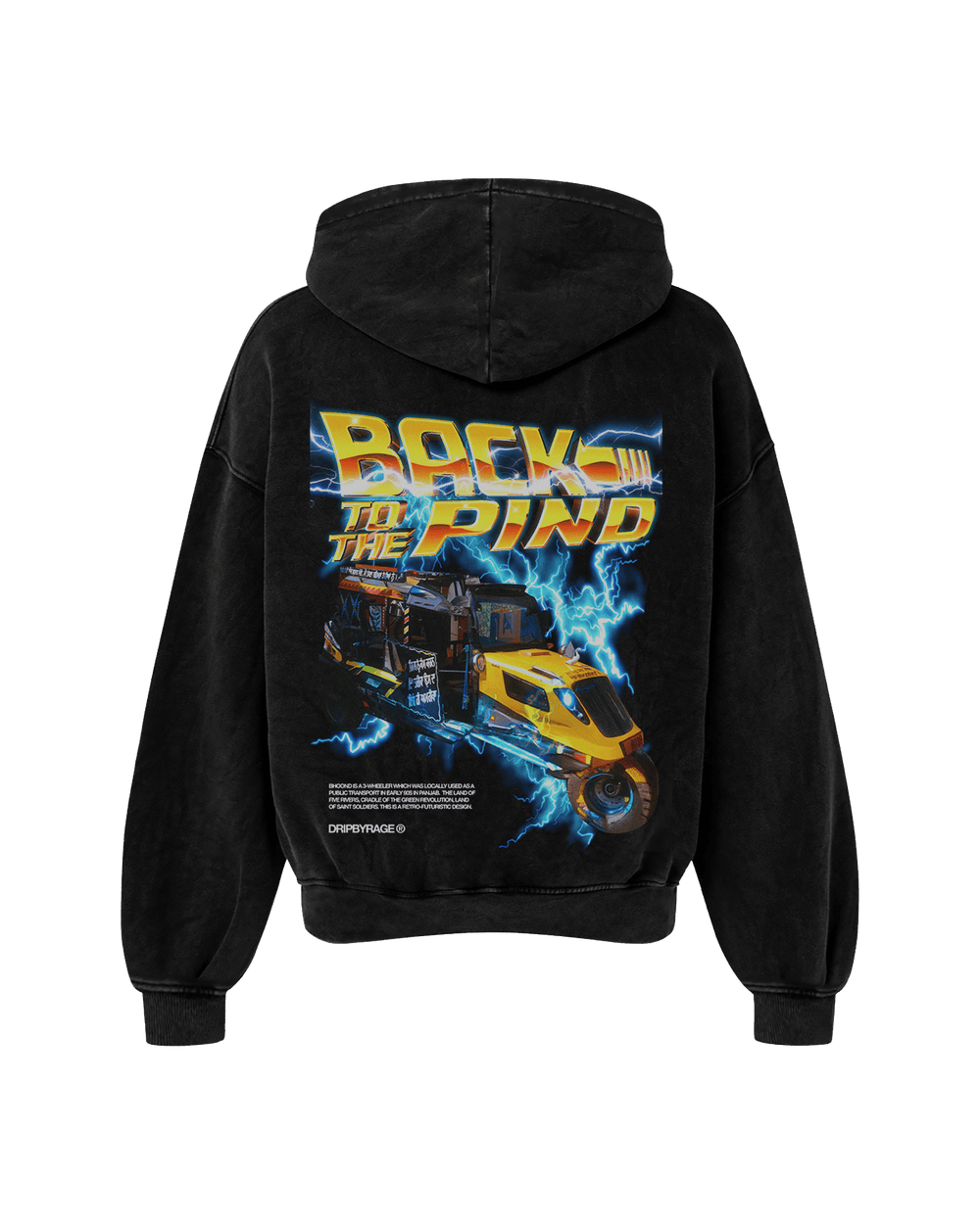 BACK TO THE PIND OVERSIZED FADED HOODIE BLACK - Drip by Rage