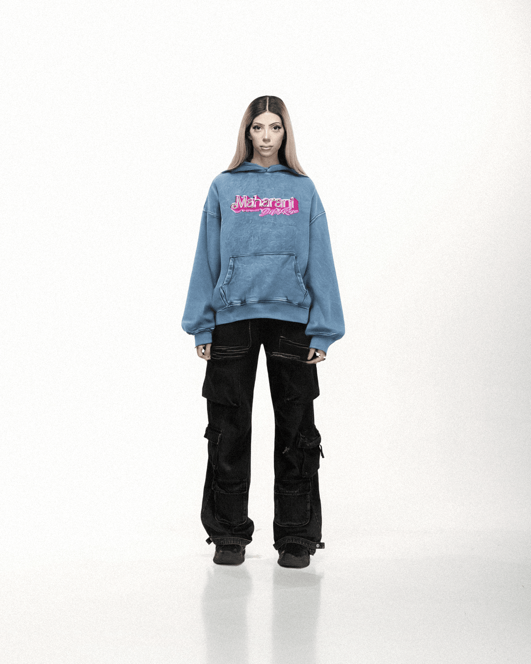 BROWN BARBIE OVERSIZED WASHED HOODIE BLUE - Drip by Rage