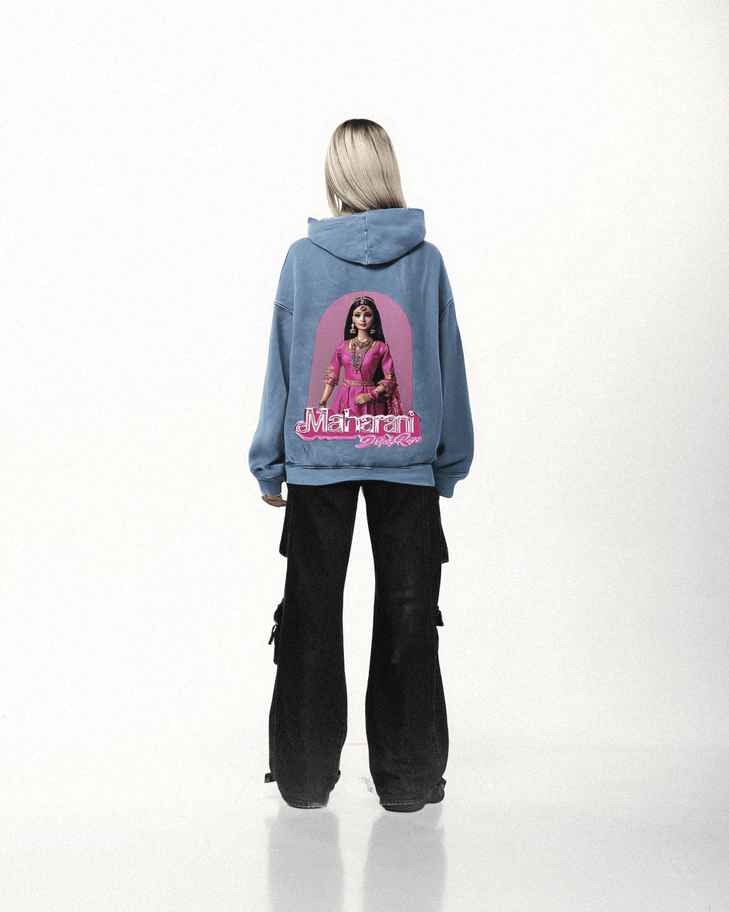 BROWN BARBIE OVERSIZED WASHED HOODIE BLUE - Drip by Rage