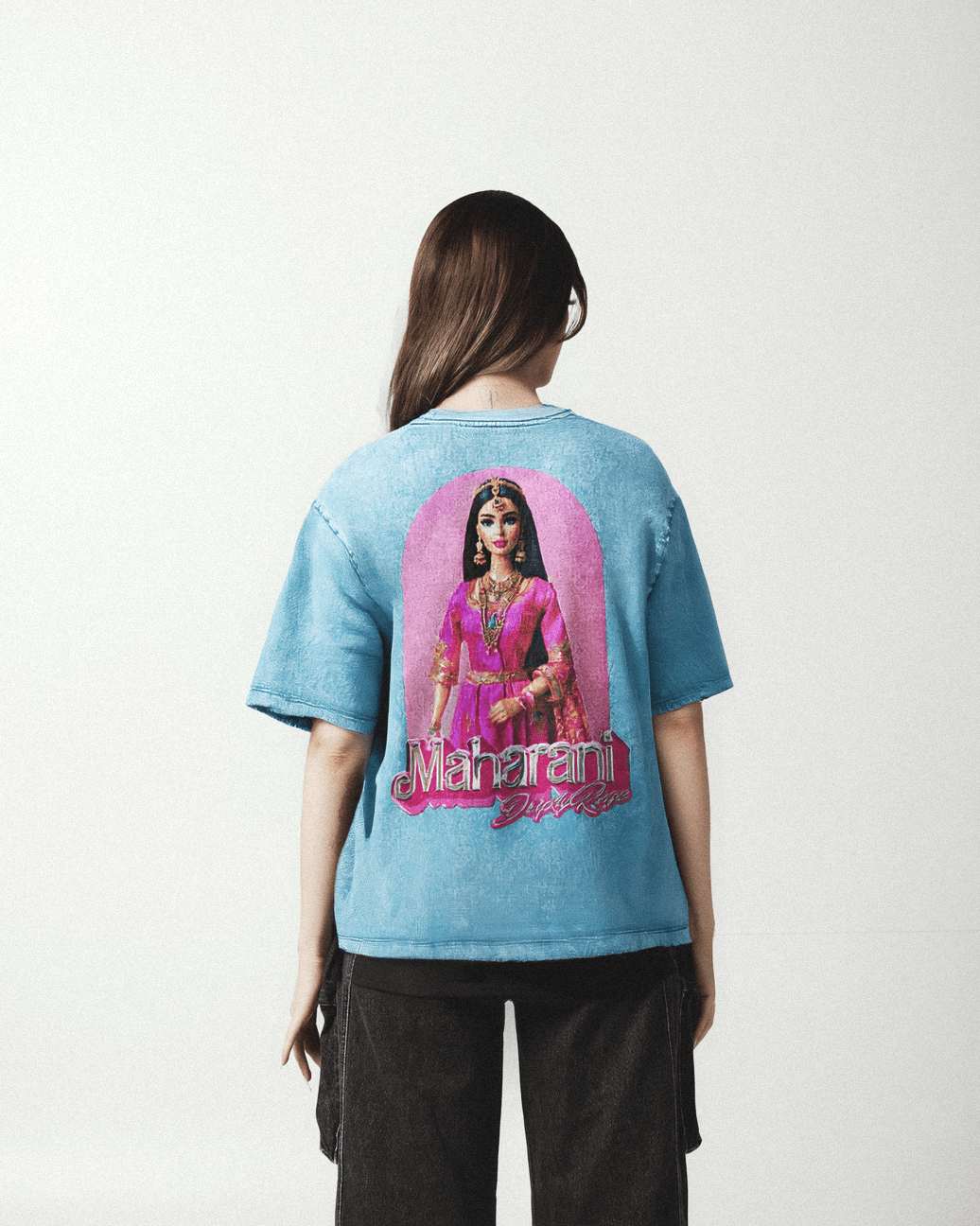 BROWN BARBIE OVERSIZED WASHED T-SHIRT PASTEL BLUE - Drip by Rage
