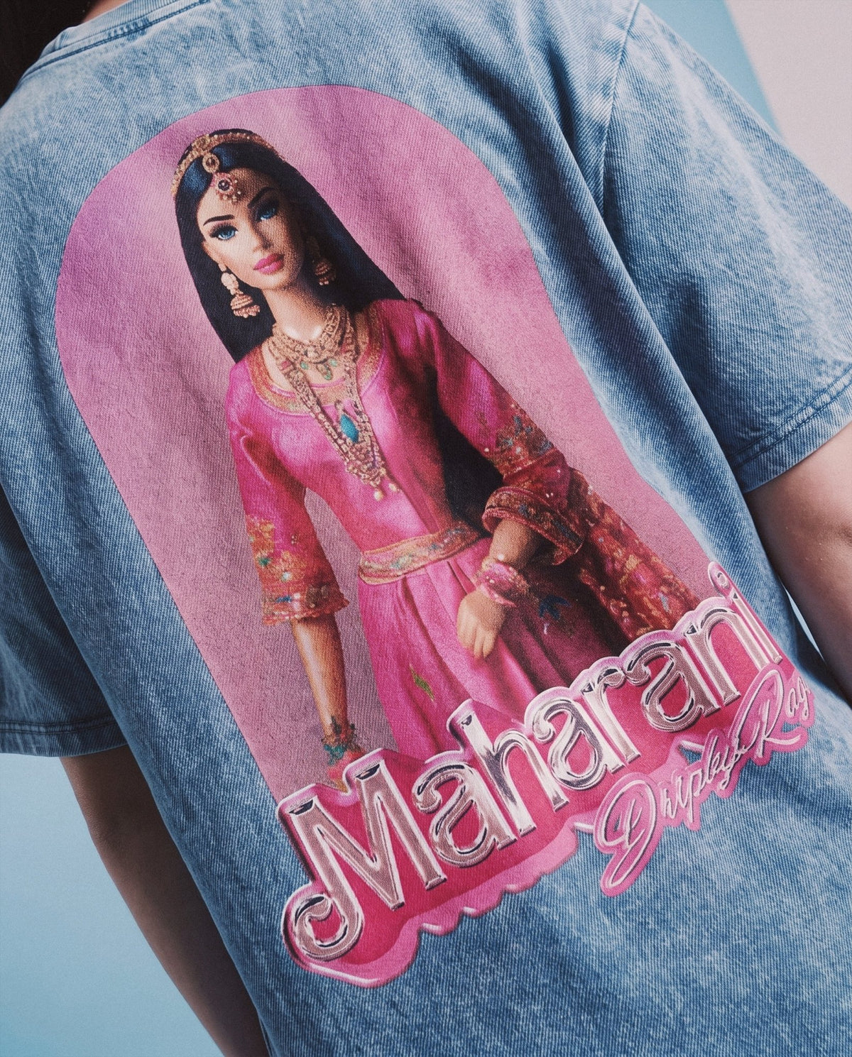 BROWN BARBIE OVERSIZED WASHED T-SHIRT PASTEL BLUE - Drip by Rage
