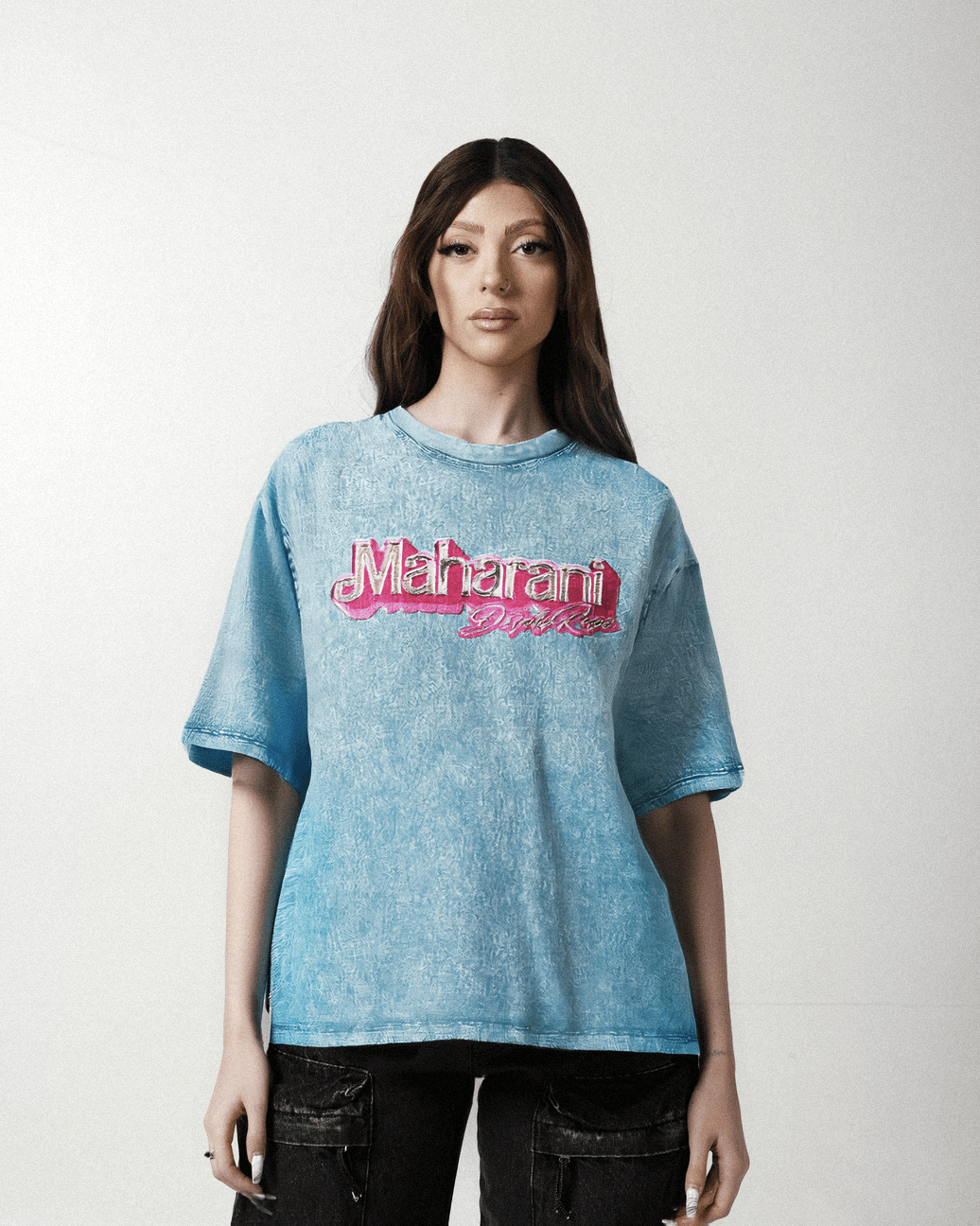 BROWN BARBIE OVERSIZED WASHED T-SHIRT PASTEL BLUE - Drip by Rage