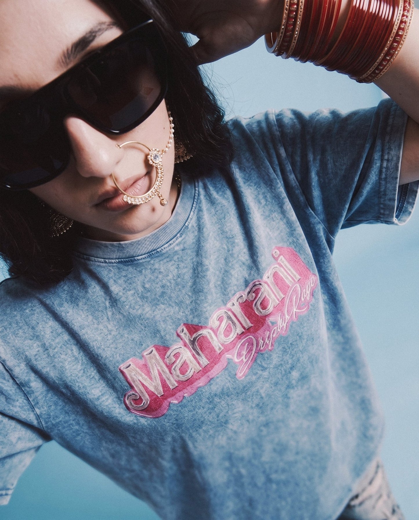 BROWN BARBIE OVERSIZED WASHED T-SHIRT PASTEL BLUE - Drip by Rage