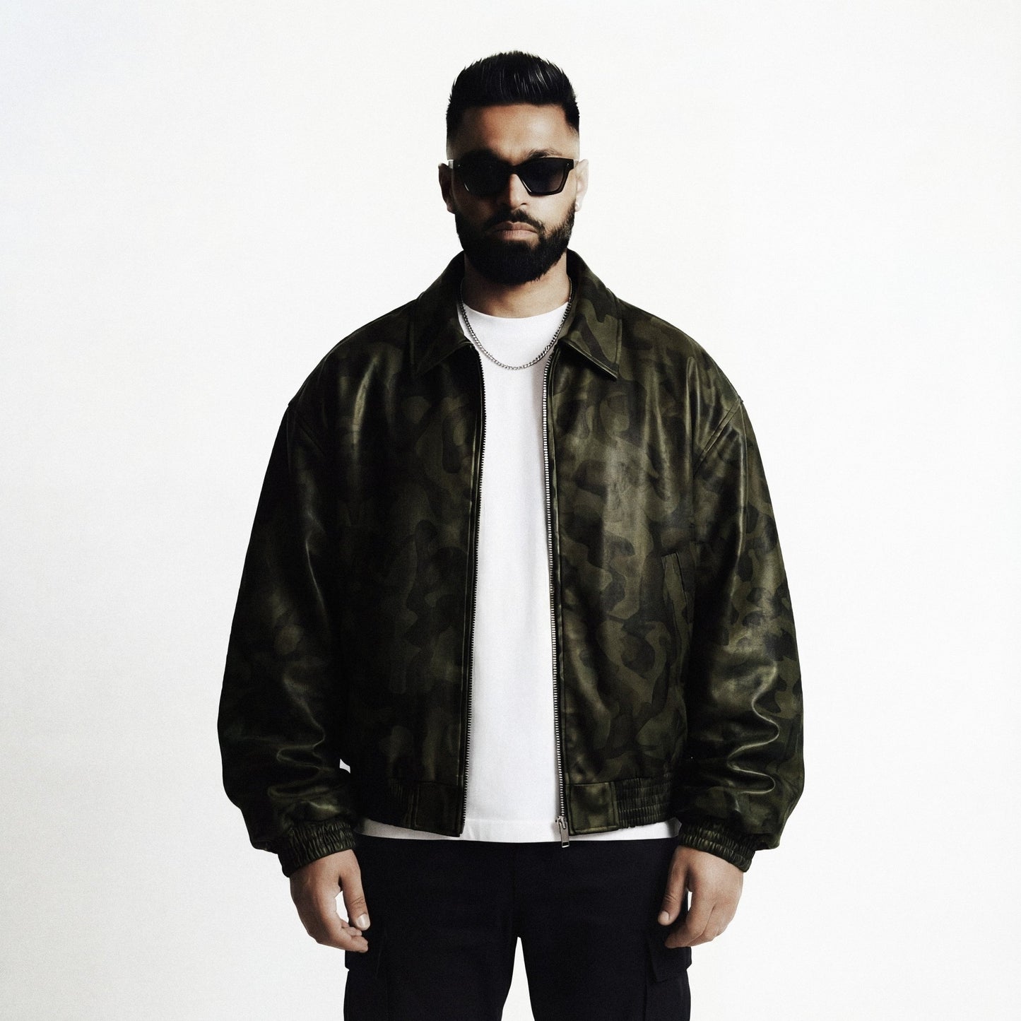 Camo Pattern Leather Jacket - Drip by Rage