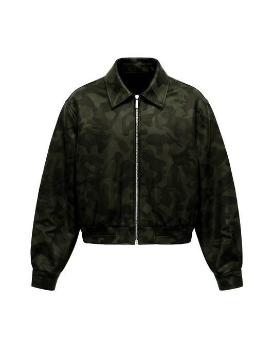 Camo Pattern Leather Jacket - Drip by Rage