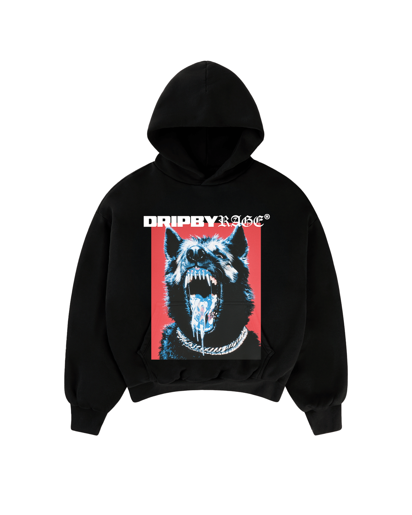CHROME RAGE BIG PRINT SUN FADED BOXY HOODIE - Drip by Rage