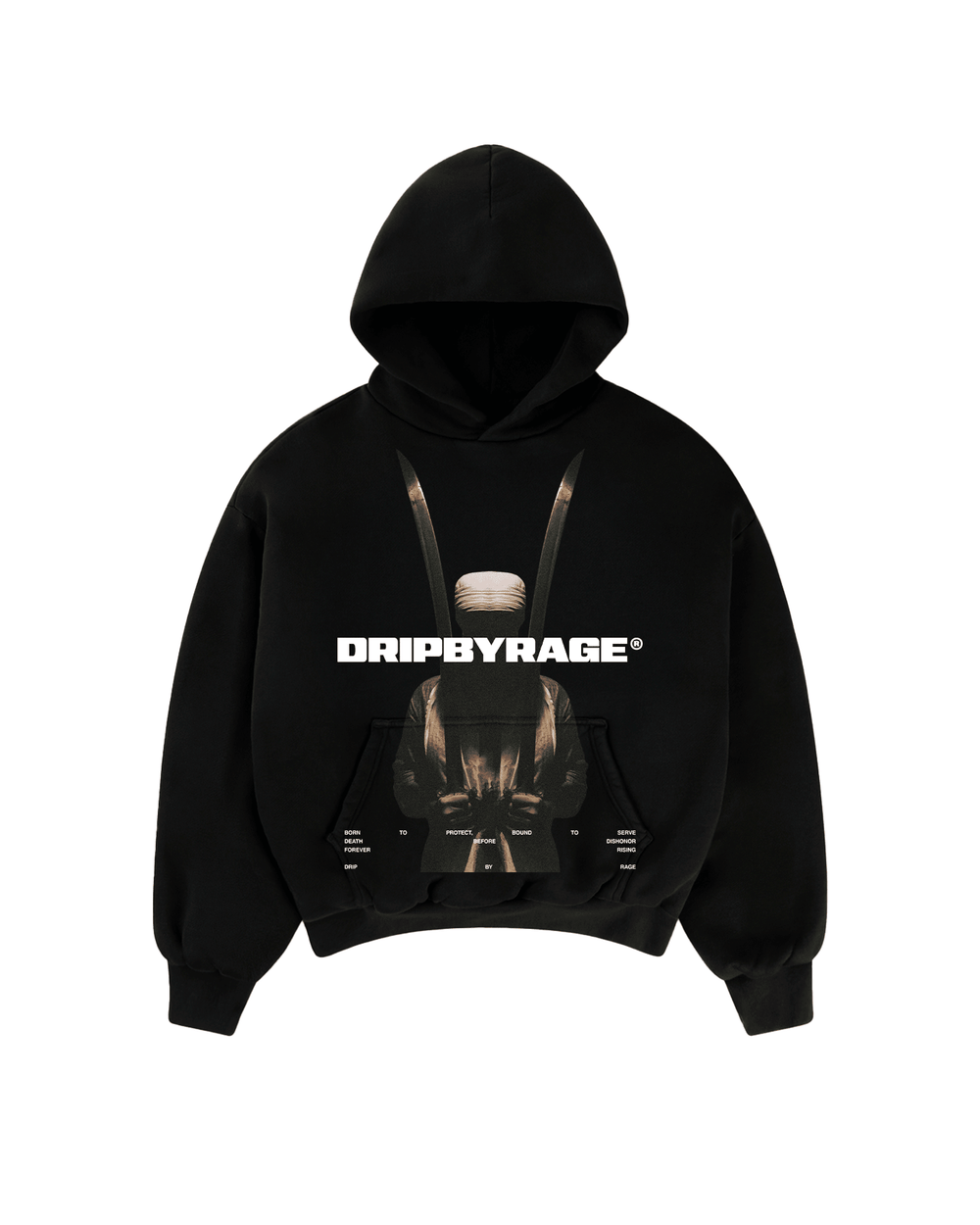 CONTEMPT BIG PRINT SUN FADED BOXY HOODIE - Drip by Rage