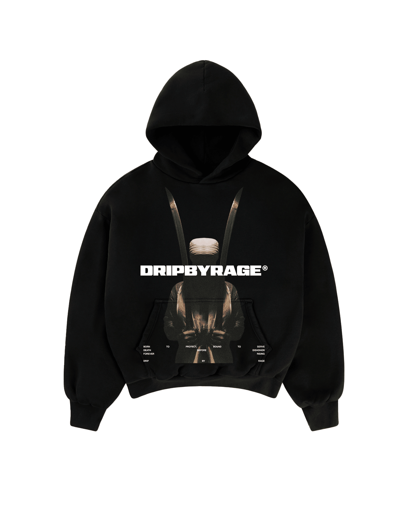 CONTEMPT BIG PRINT SUN FADED BOXY HOODIE - Drip by Rage